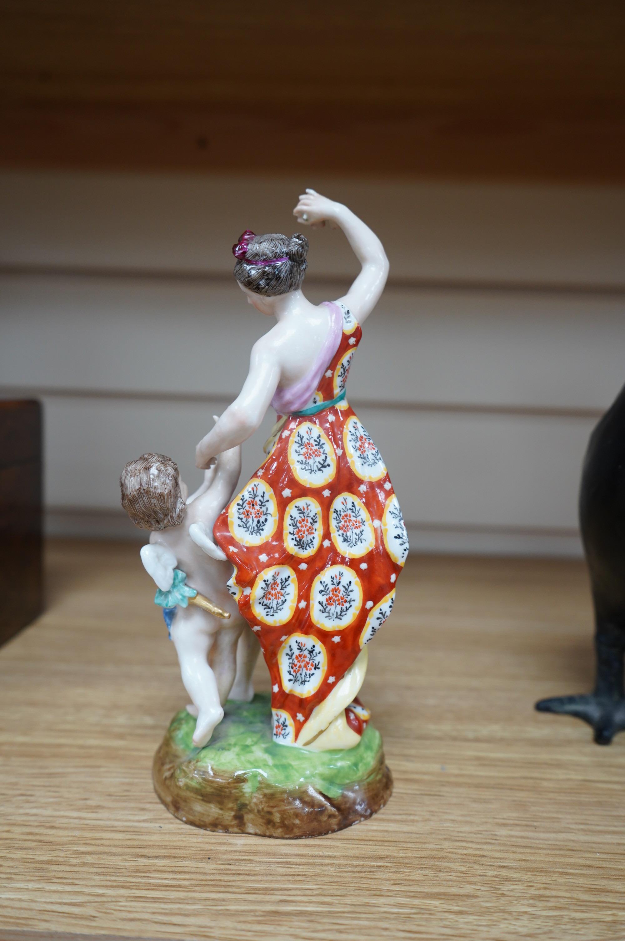 A 19th century Samson-type porcelain figure group, mock Derby mark, 19cm. Condition - fair